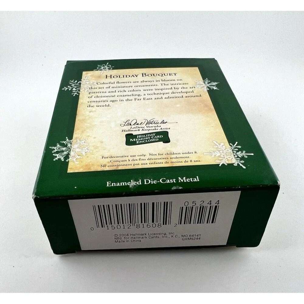 Hallmark Holiday Bouquet Miniature Ornament Set 2004 Keepsake 5 Piece Boxed